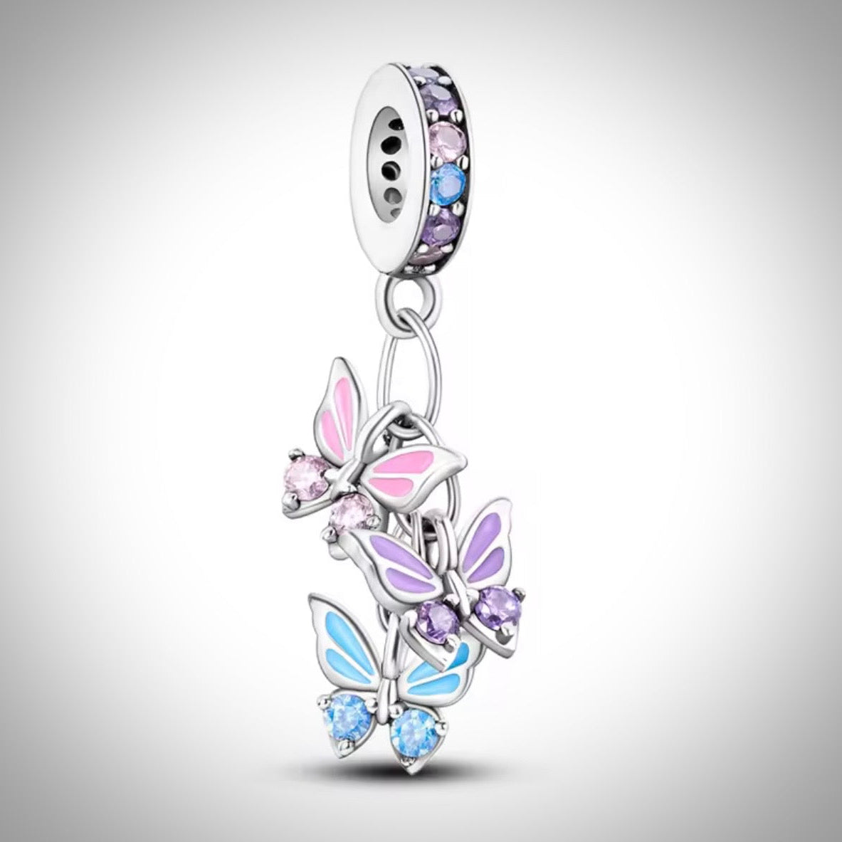 Charm 3 papillons en Argent S925 compatible Pandora pour bracelet
