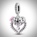 Charm tête de mort crâne amour cœur pour bracelet