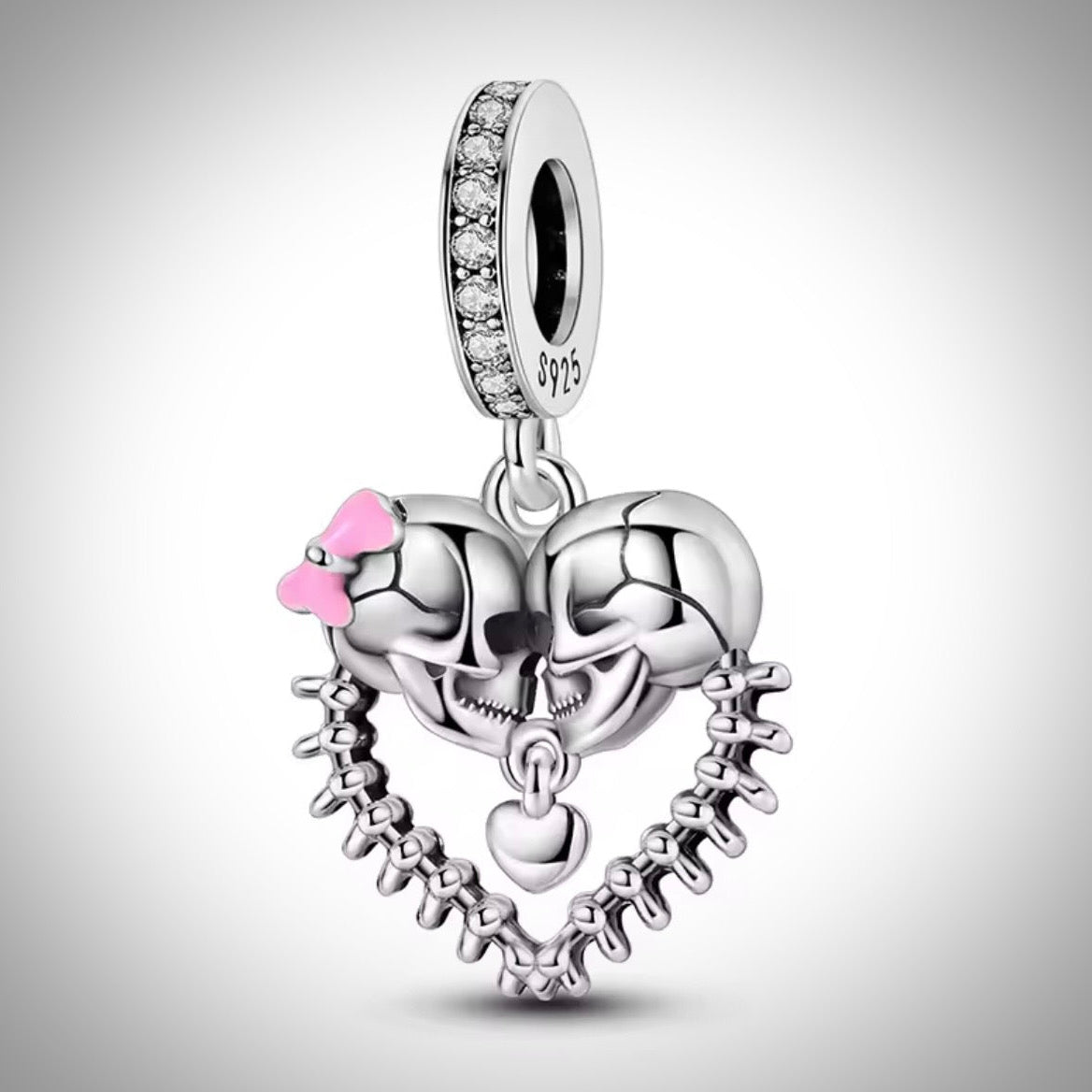 Charm tête de mort crâne amour cœur pour bracelet
