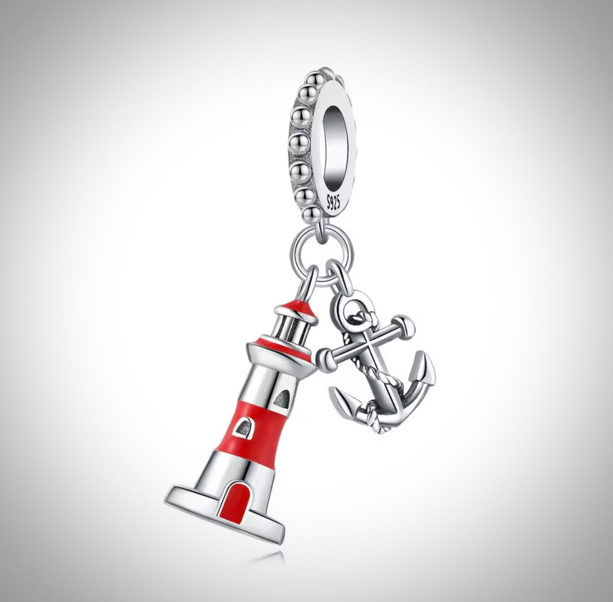 Charm océan phare et ancre marine en Argent S925 compatible Pandora pour bracelet