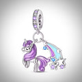 Charm cheval licorne et étoiles filantes en Argent S925 compatible Pandora pour bracelet