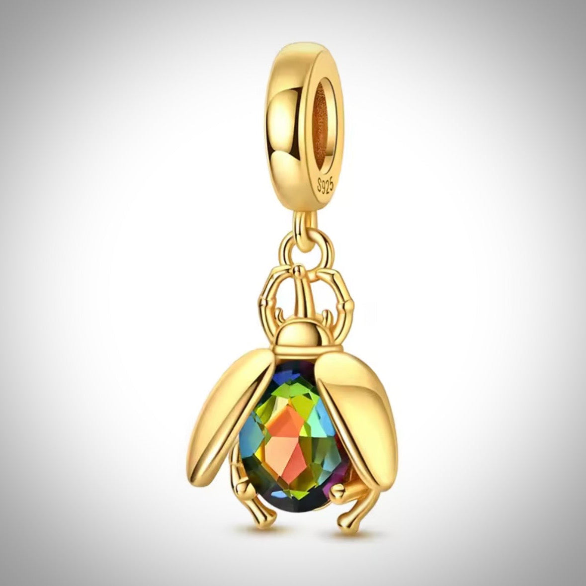 Charm insecte scarabée doré en Argent S925 compatible Pandora pour bracelet