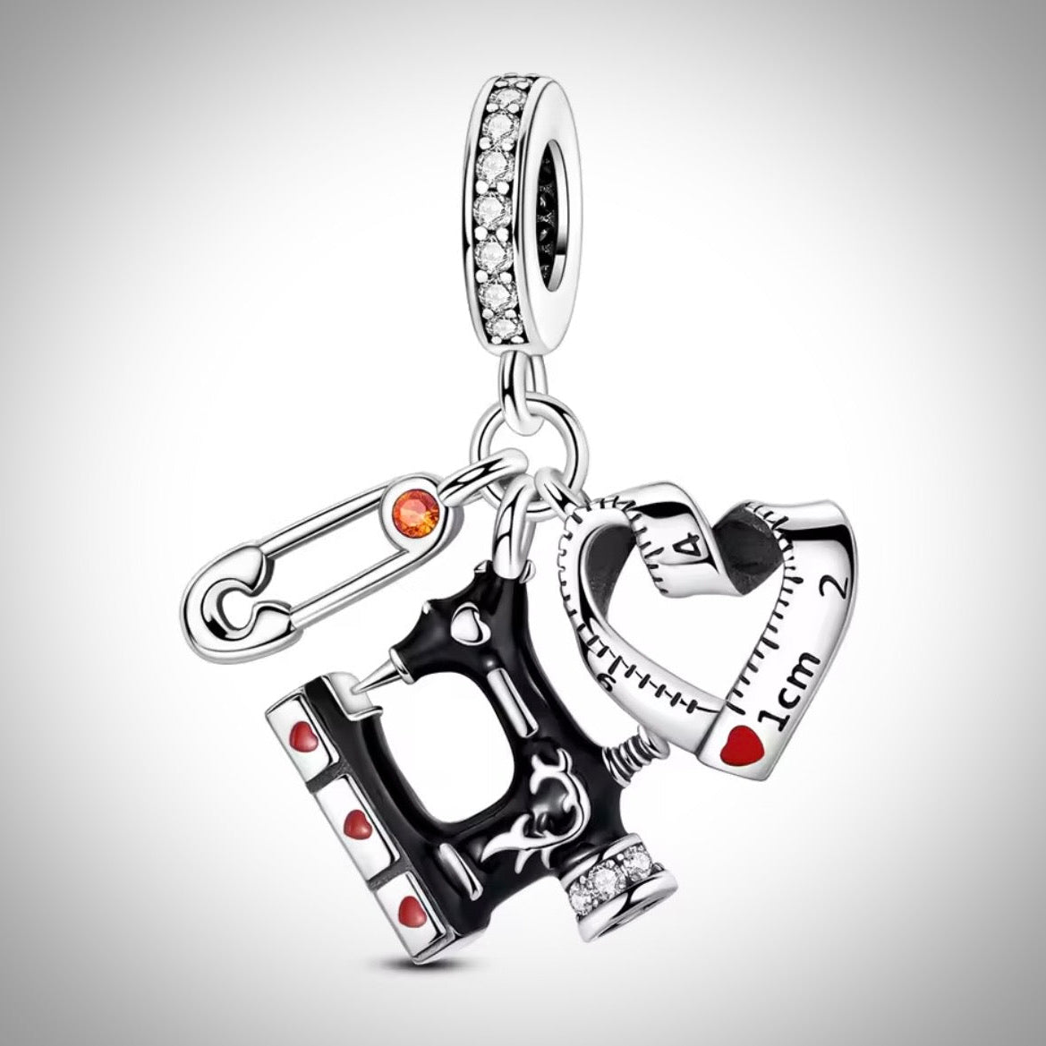 Charm machine à coudre mètre de couture et épingle à nourrice pour bracelet