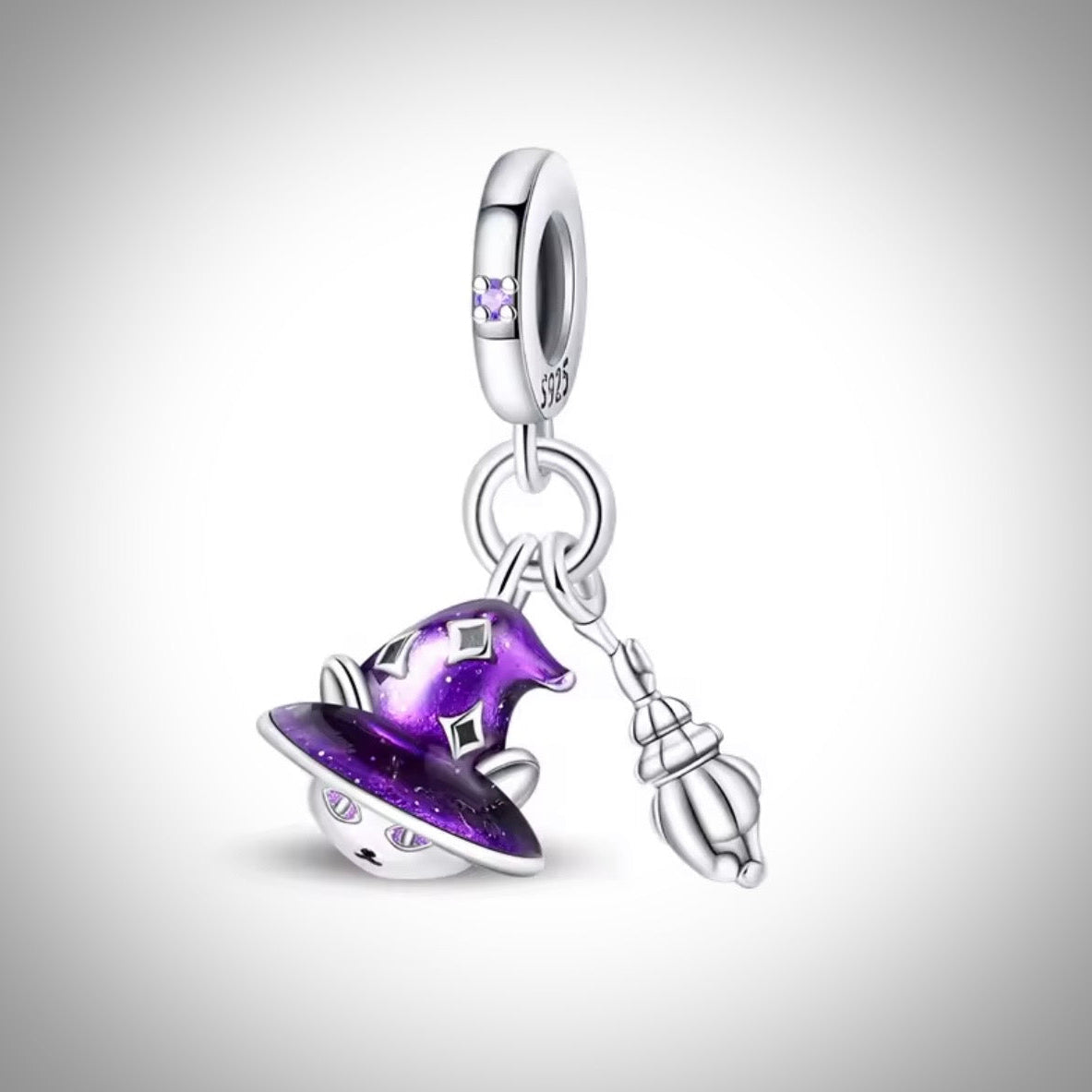 Charm tête de chat chapeau de sorcière en Argent S925 compatible Pandora pour bracelet