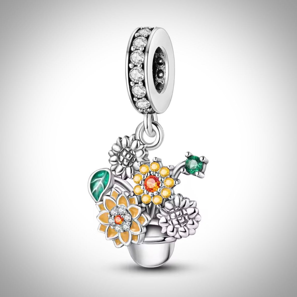Charm pot de fleurs en Argent S925 compatible Pandora pour bracelet