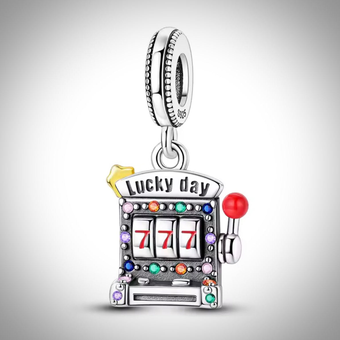 Charm machine à sous casino 777 en Argent S925 compatible Pandora pour bracelet