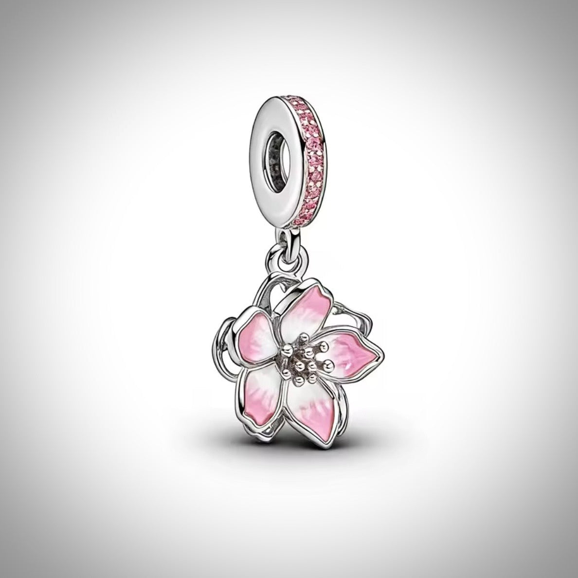 Charm fleur de cerisier du Japon en Argent S925 compatible Pandora pour bracelet