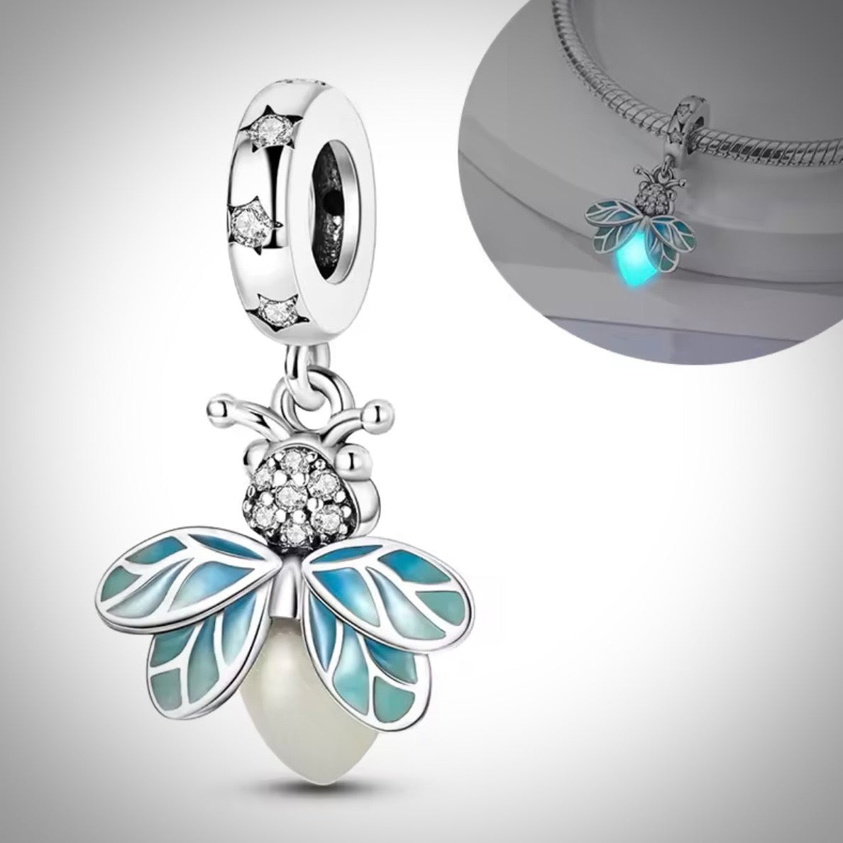 Charm insecte luciole phosphorescente en Argent S925 compatible Pandora pour bracelet