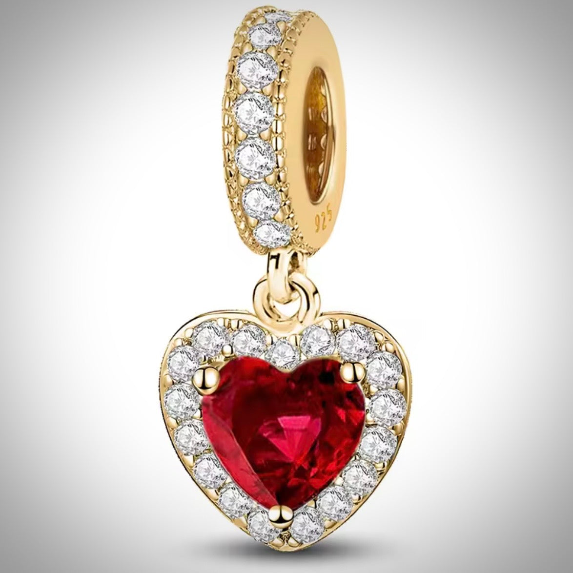 Charm amour cœur strass rouge pour bracelet
