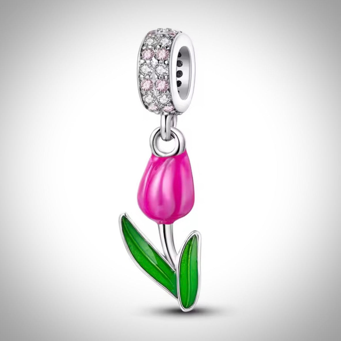 Charm fleur tulipe en Argent S925 compatible Pandora pour bracelet