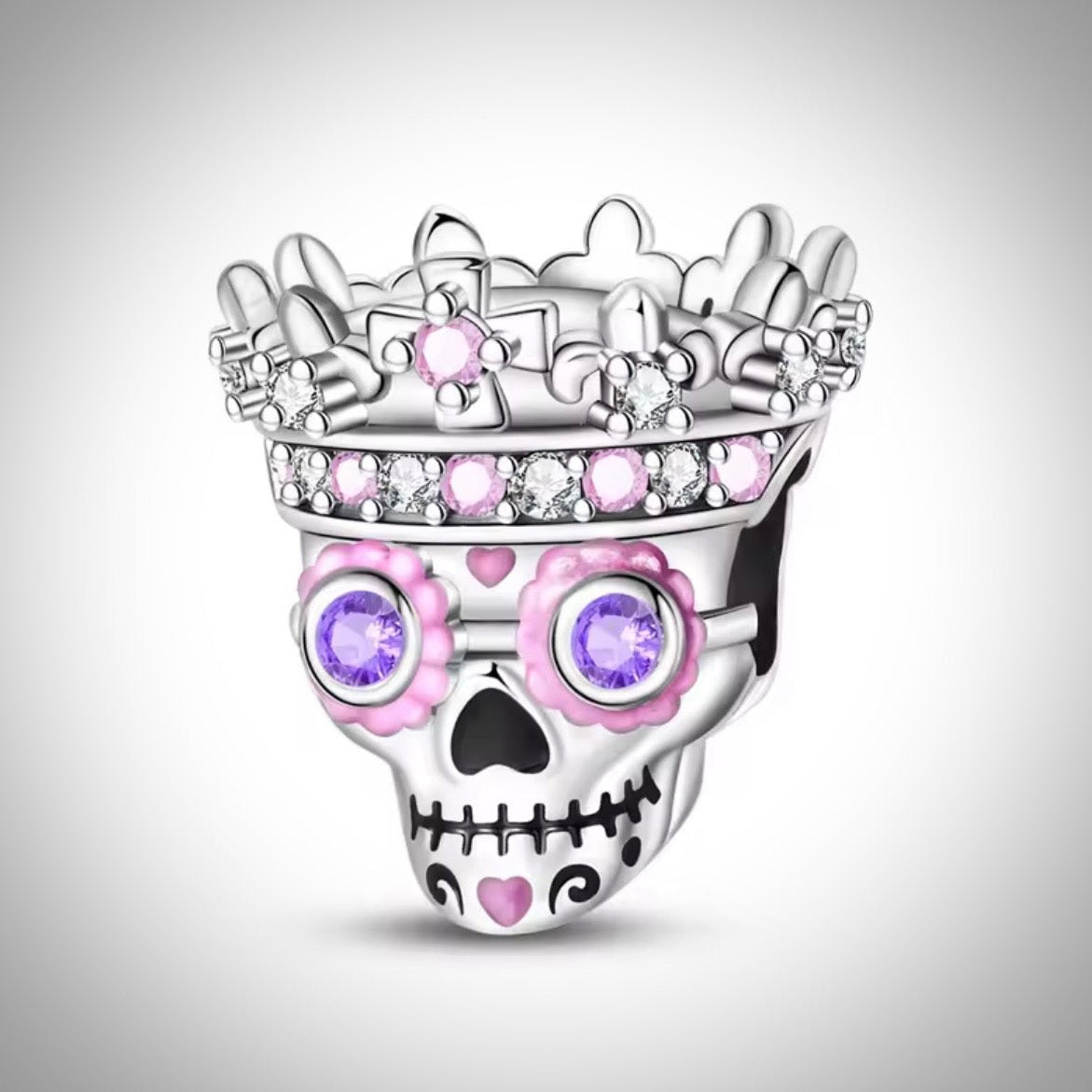 Charm tête de mort crâne avec couronne pour bracelet