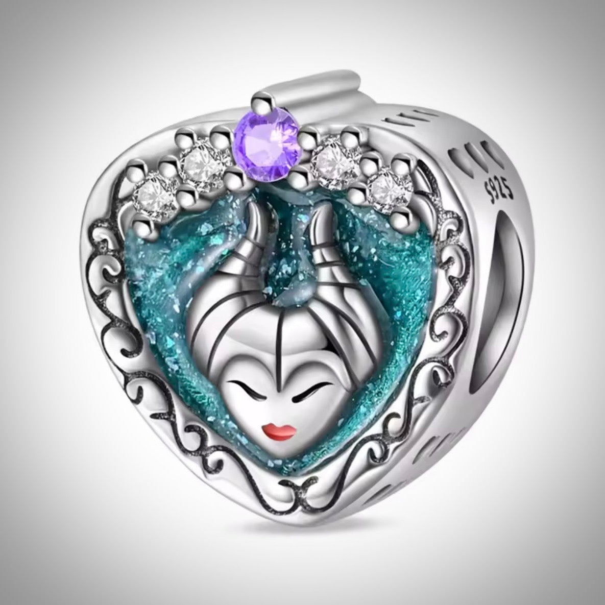 Charm Disney méchante sorcière tête de Maléfique en Argent S925 compatible Pandora pour bracelet