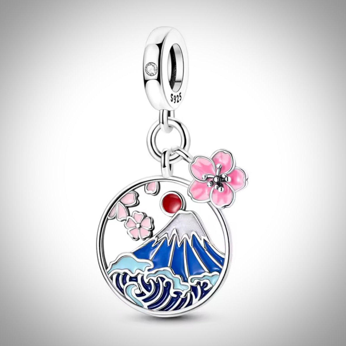 Charm paysage et fleurs de cerisier  Argent S925 compatible Pandora pour bracelet