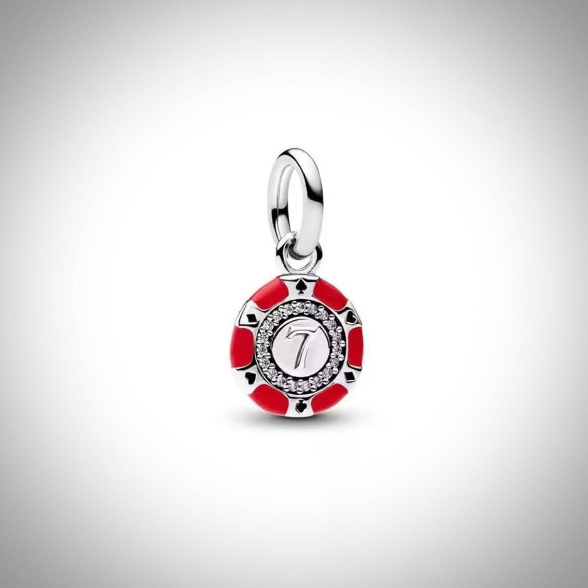 Charm jeton de casino 777 en Argent S925 compatible Pandora pour bracelet
