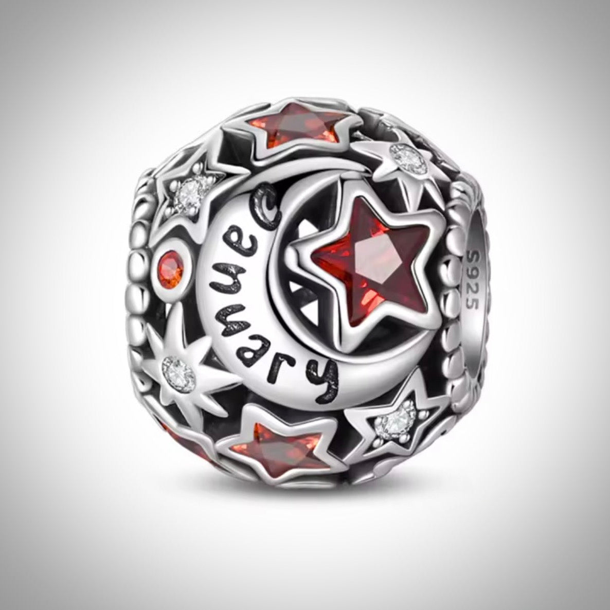 Charm mois de l’année janvier anniversaire naissance occasion inoubliable en Argent S925 compatible Pandora pour bracelet