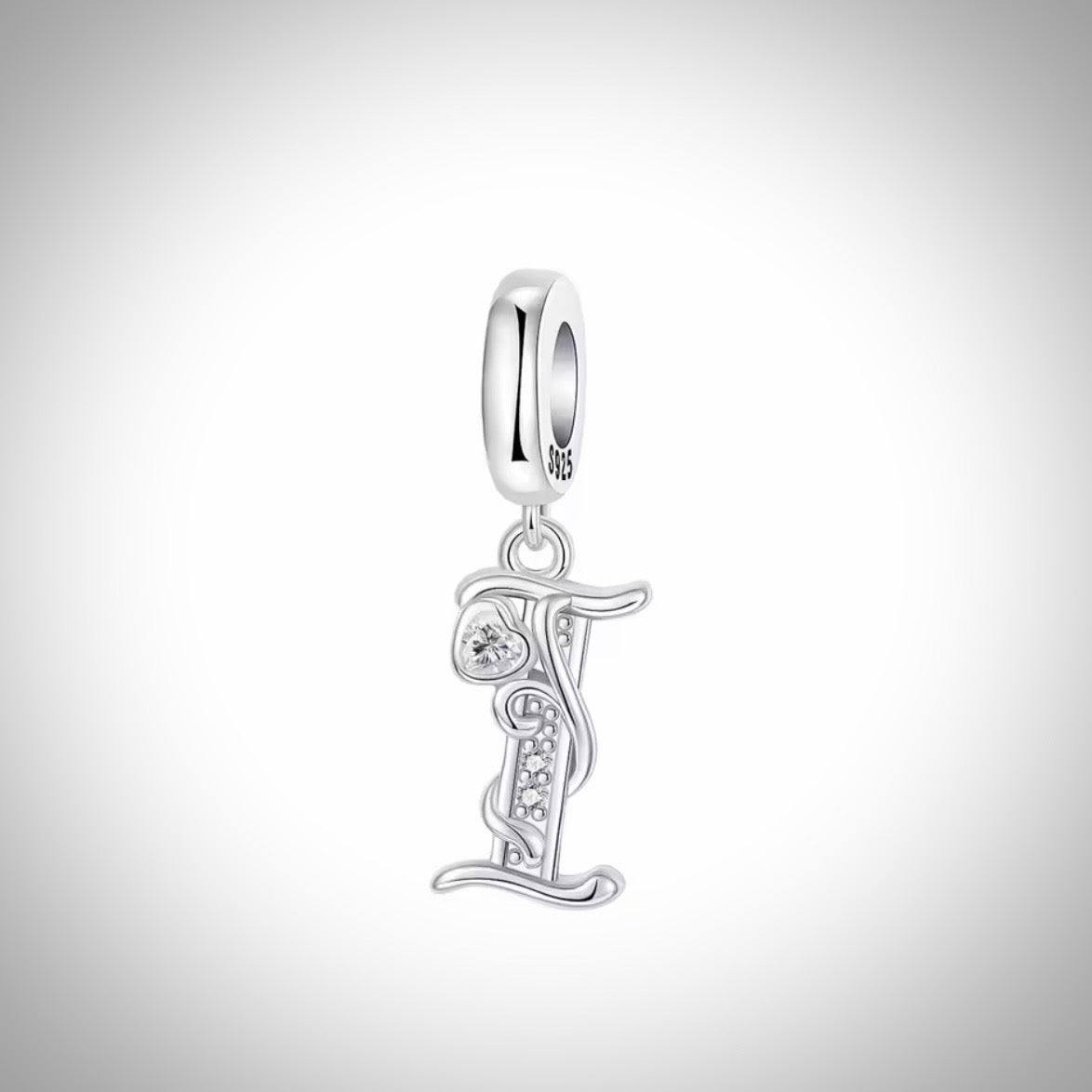 Charm alphabet initiale lettre I en Argent S925 compatible Pandora pour bracelet