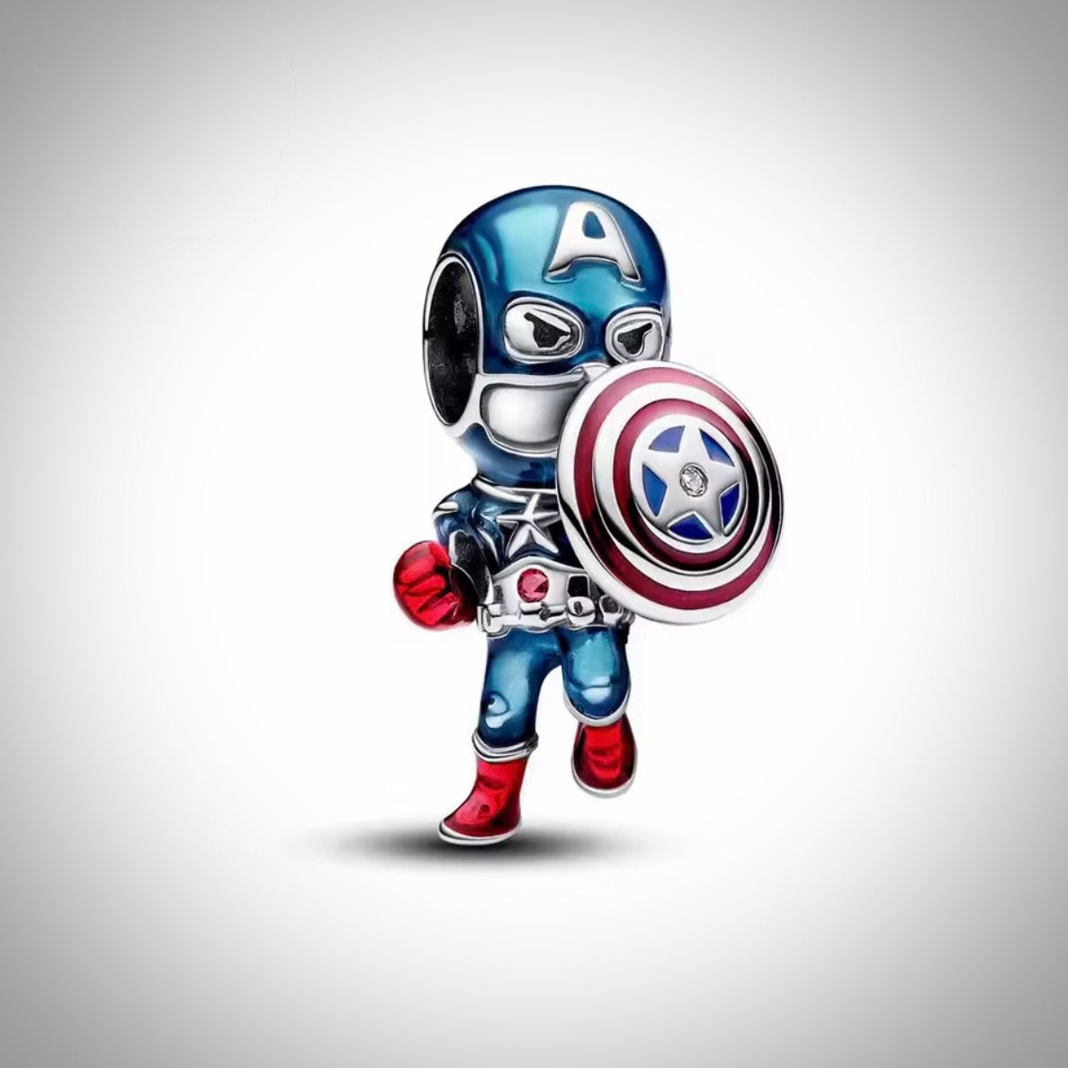 Charm Disney Marvel Captain America en Argent S925 compatible Pandora pour bracelet