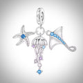 Charm océan étoile de mer méduse et raie en Argent S925 compatible Pandora pour bracelet