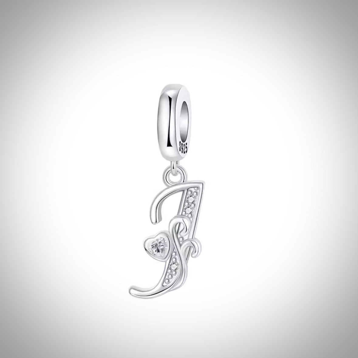 Charm alphabet initiale lettre J en Argent S925 compatible Pandora  pour bracelet