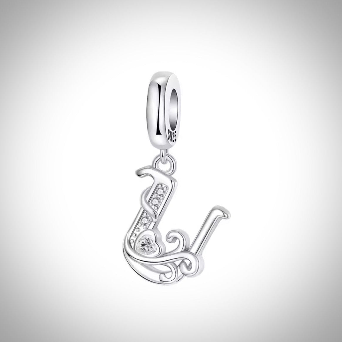 Charm alphabet initiale lettre U en Argent S925 compatible Pandora pour bracelet
