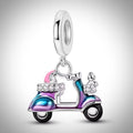 Charm scooter casque et petit chat  en Argent S925 compatible Pandora pour bracelet