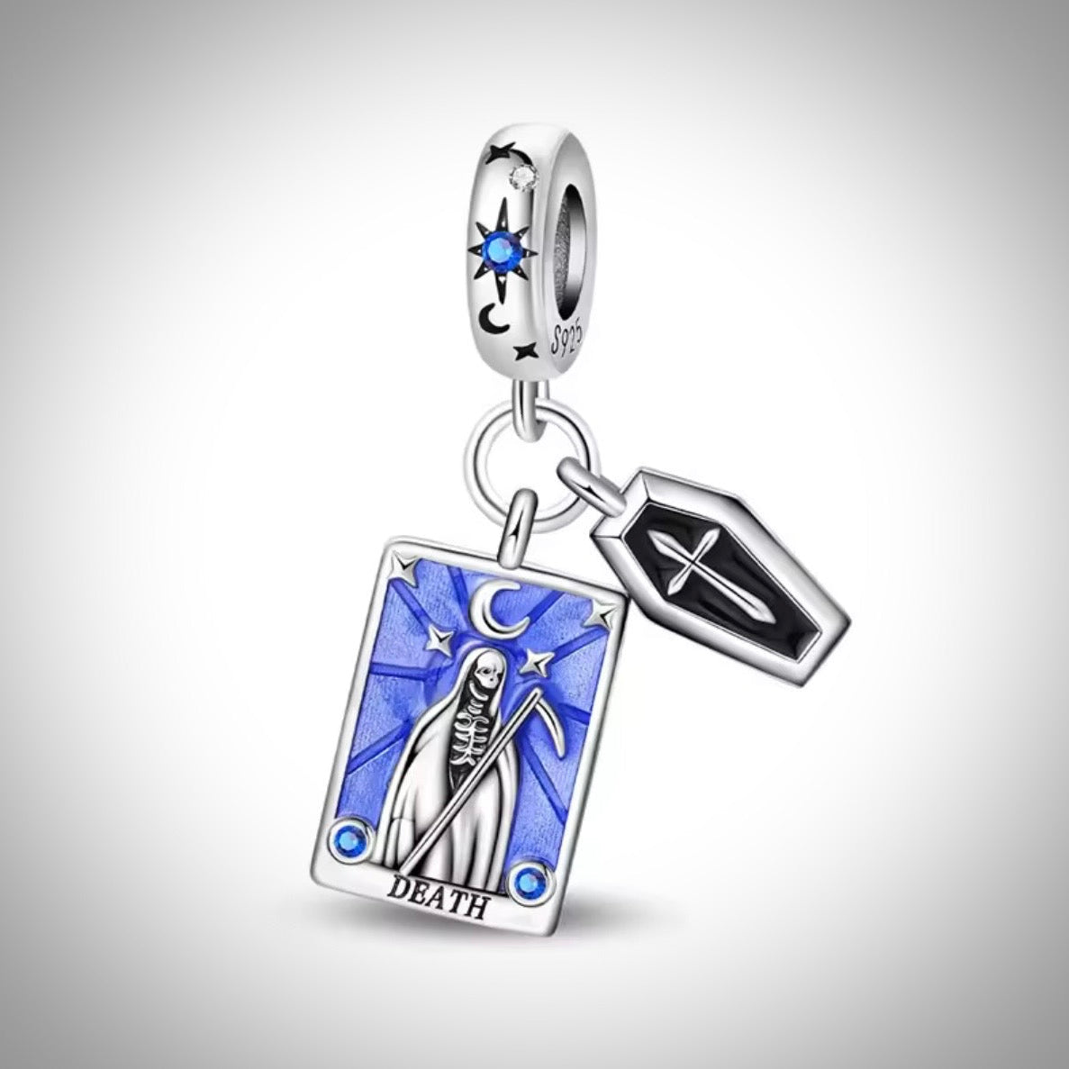 Charm carte de tarot divinatoire death en Argent S925 compatible Pandora pour bracelet