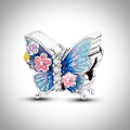 Charm papillon et fleurs en Argent S925 compatible Pandora pour bracelet