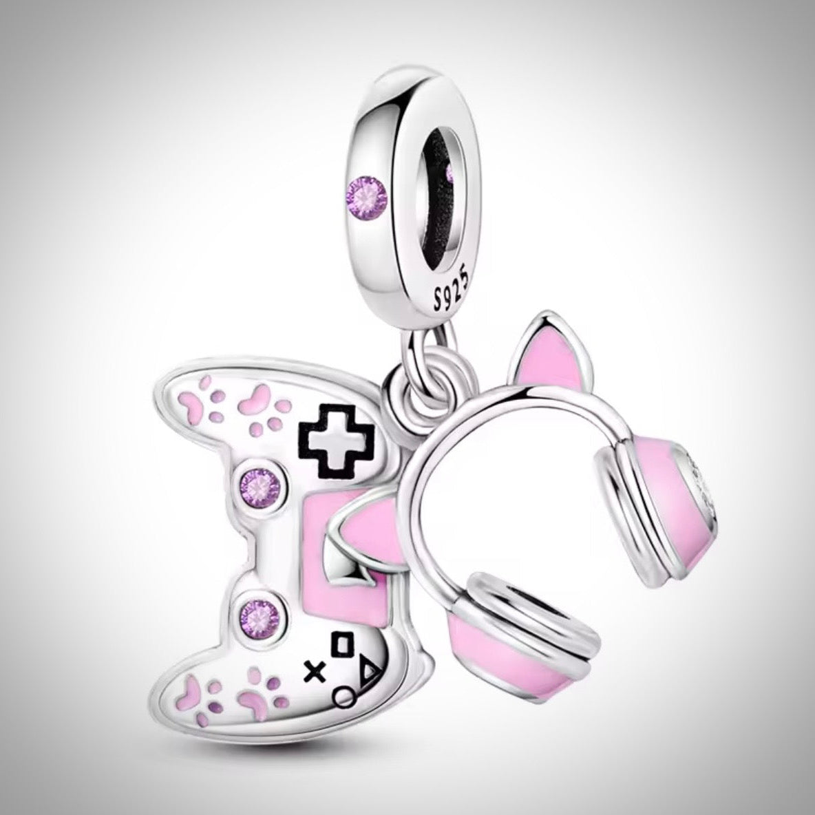 Charm casque de musique et manette de jeux girl en Argent S925 compatible Pandora pour bracelet