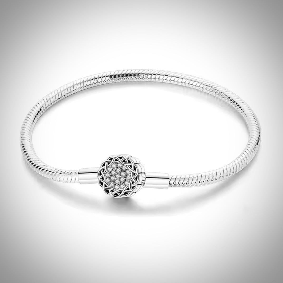 Bracelet en Maille Serpent Fermoir Rosace Éternel en Argent S925 Taille 18 cm