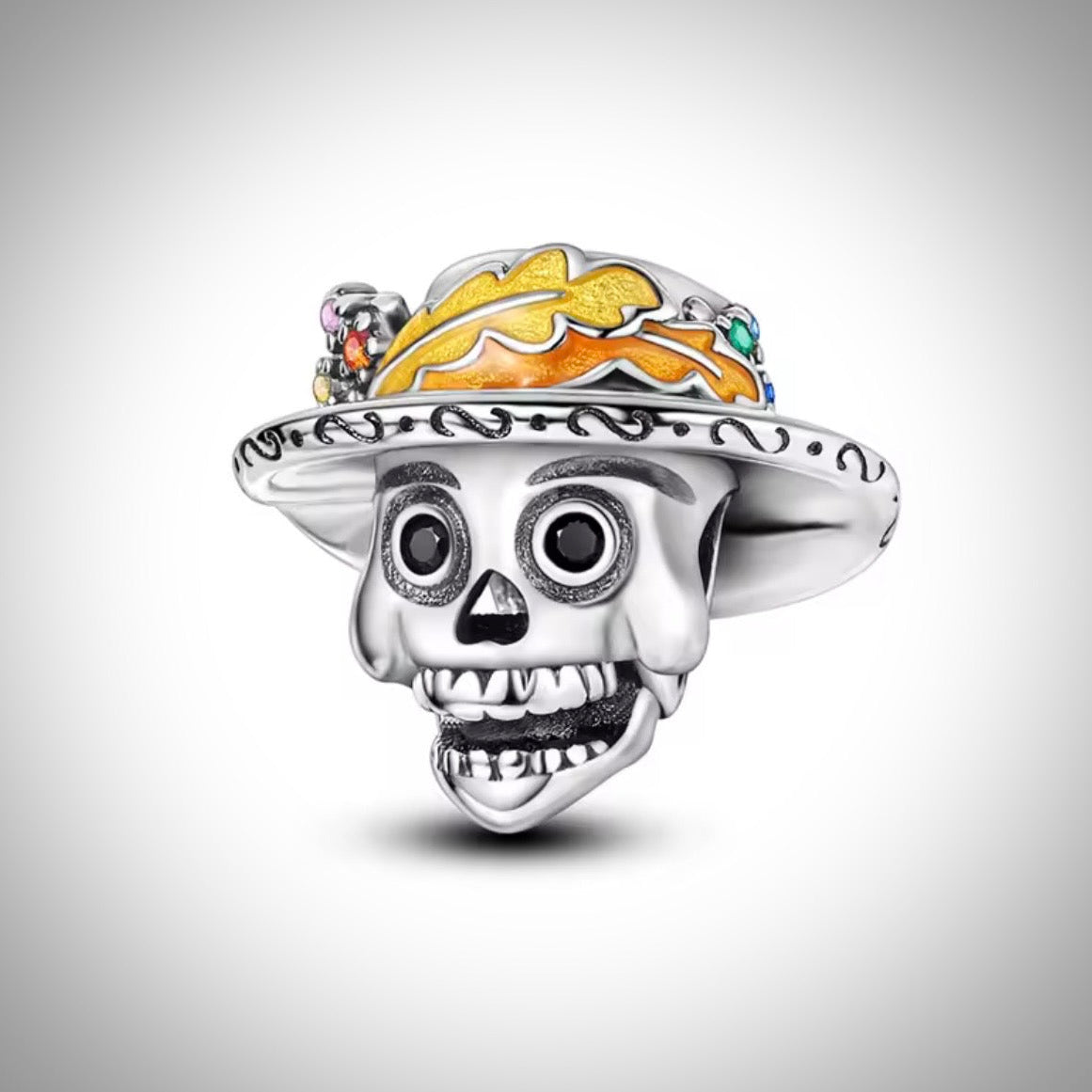 Charm tête de mort crâne avec chapeau pour bracelet