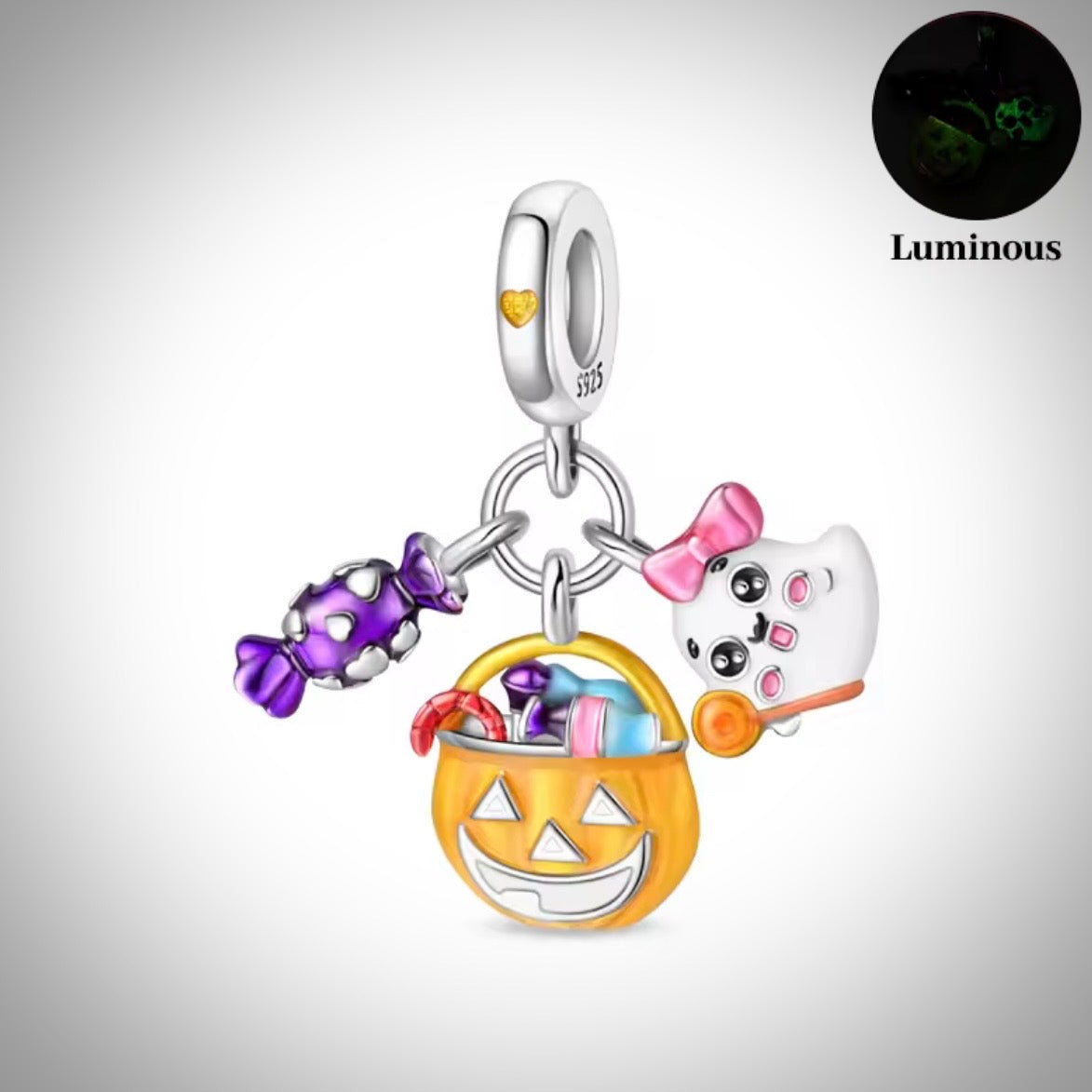 Charm Halloween citrouille bonbons et fantôme Argent S925 compatible Pandora pour bracelet