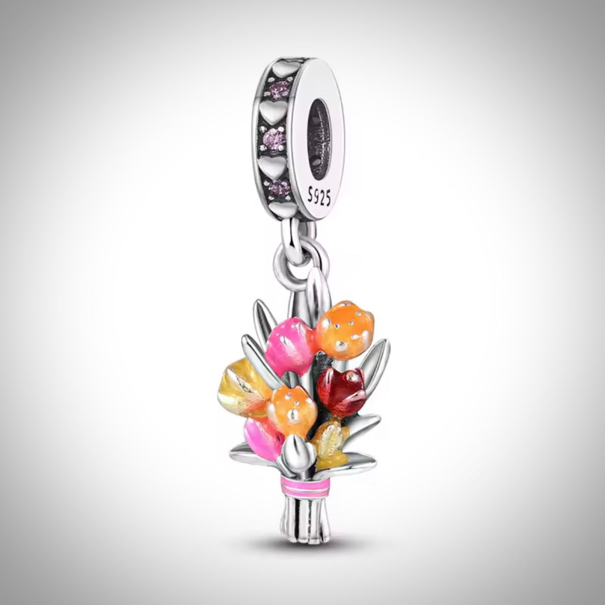 Charm bouquet de fleurs en Argent S925 compatible Pandora pour bracelet
