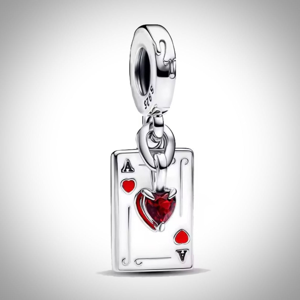 Charm Disney carte As de cœur reine de cœur Alice au pays des merveilles en Argent S925 compatible Pandora pour bracelet