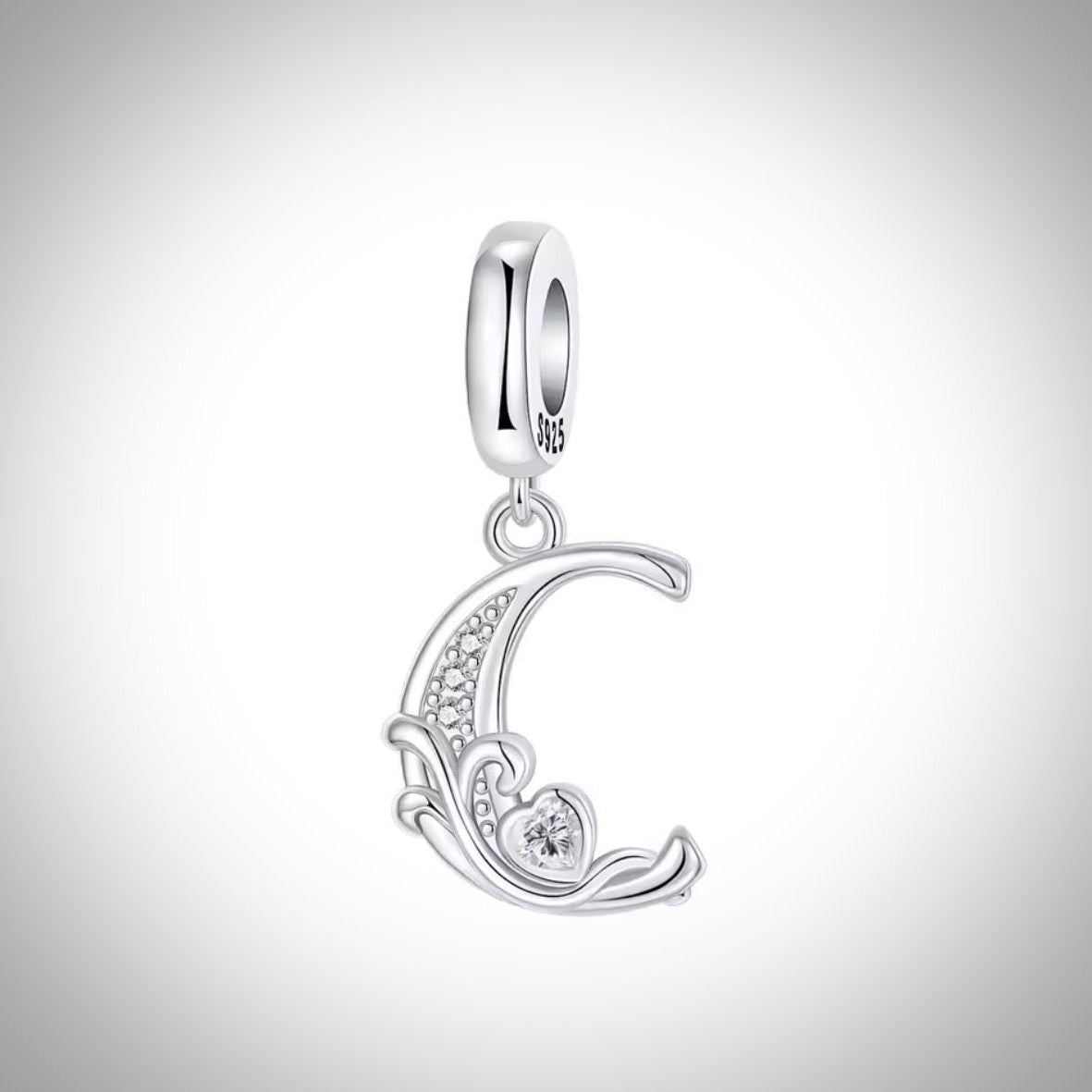 Charm alphabet initiale lettre C en Argent S925 compatible Pandora pour bracelet