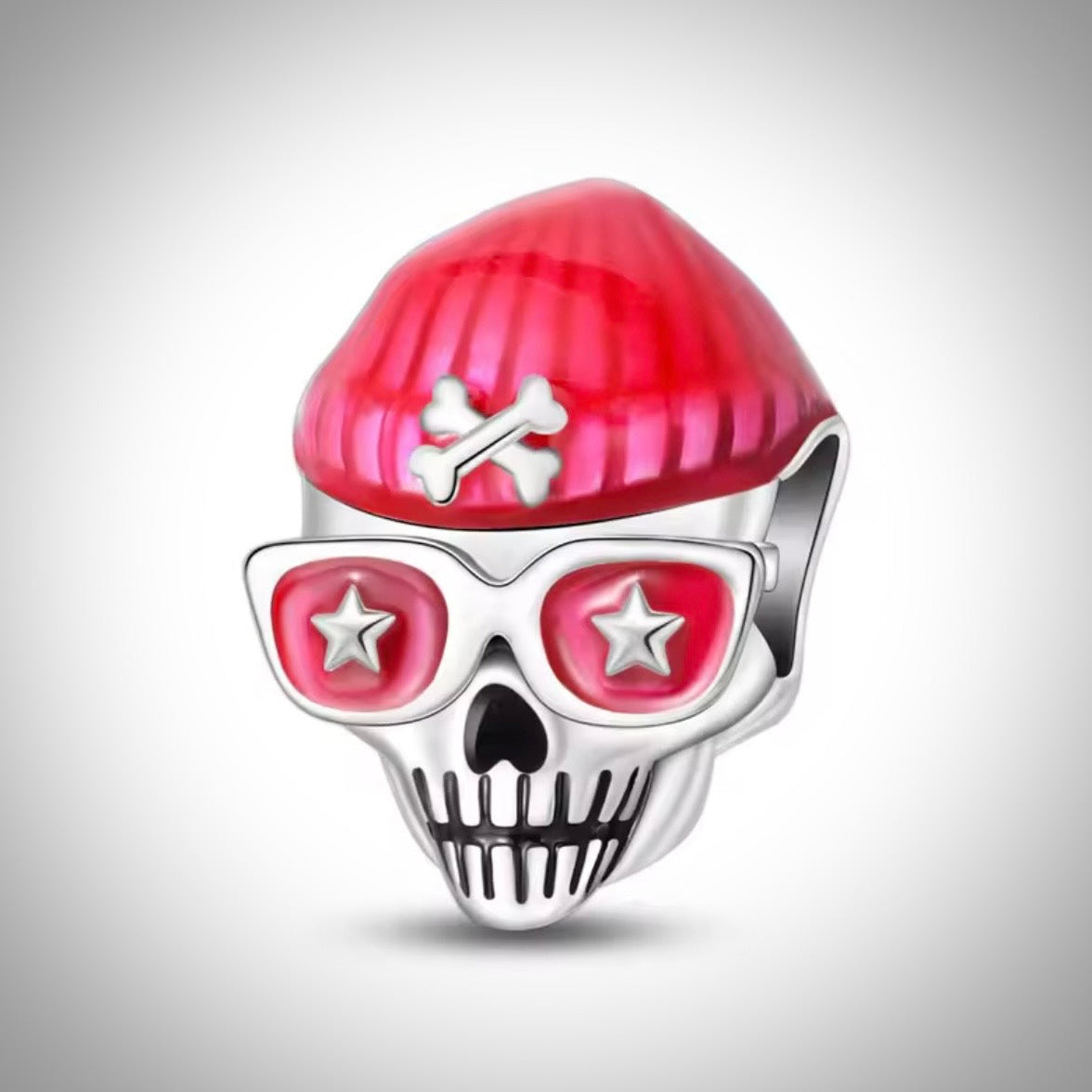 Charm tête de mort crâne avec lunette et bonnet pour bracelet