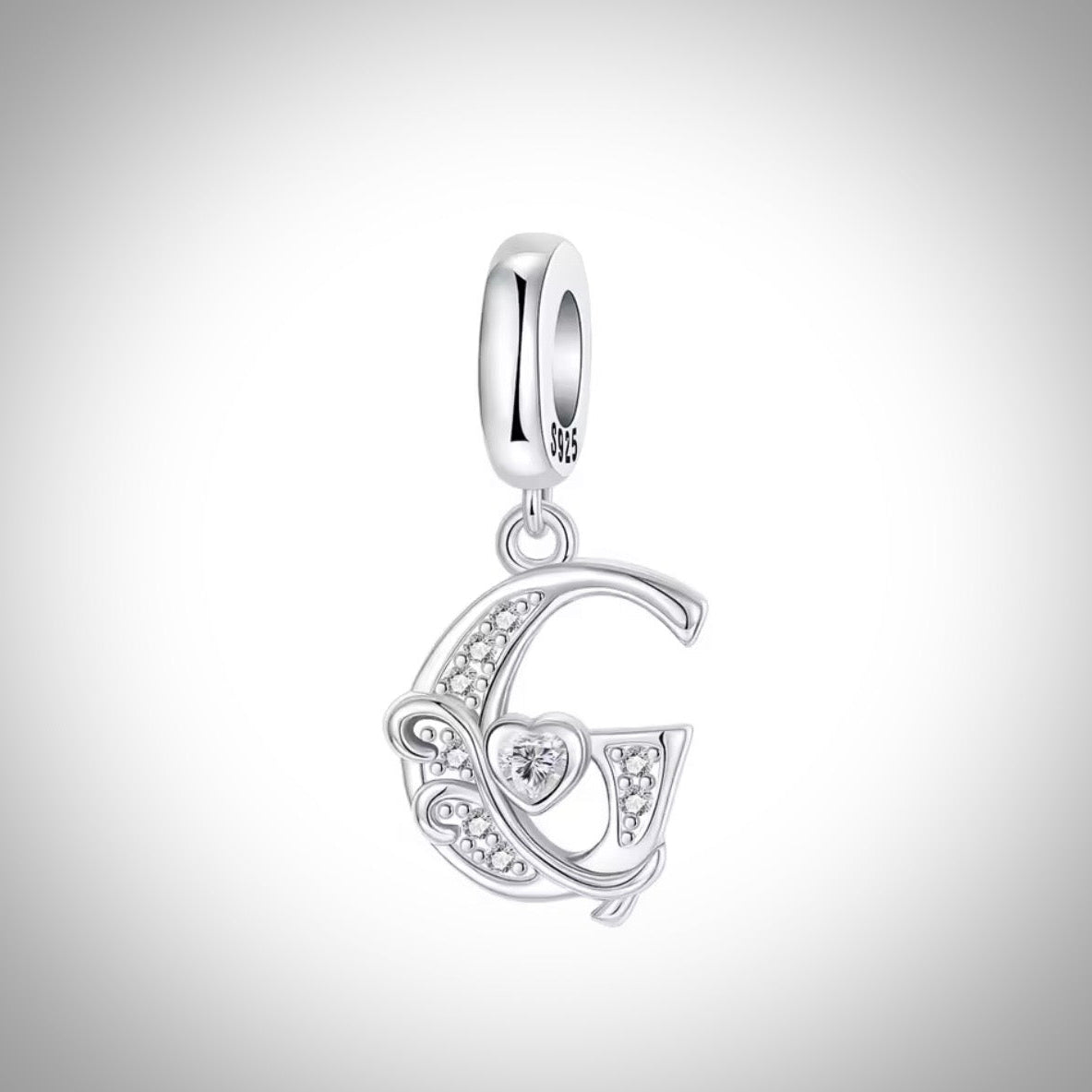 Charm alphabet initiale lettre G en Argent S925 compatible Pandora pour bracelet