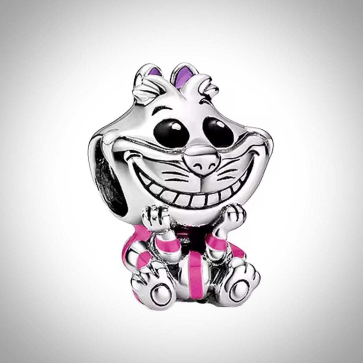 Charm Disney chat du cheshire Alice au pays des merveilles en Argent S925 compatible Pandora pour bracelet