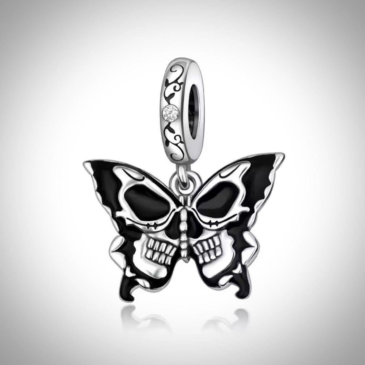 Charm papillon et tête de mort en Argent S925 compatible Pandora pour bracelet