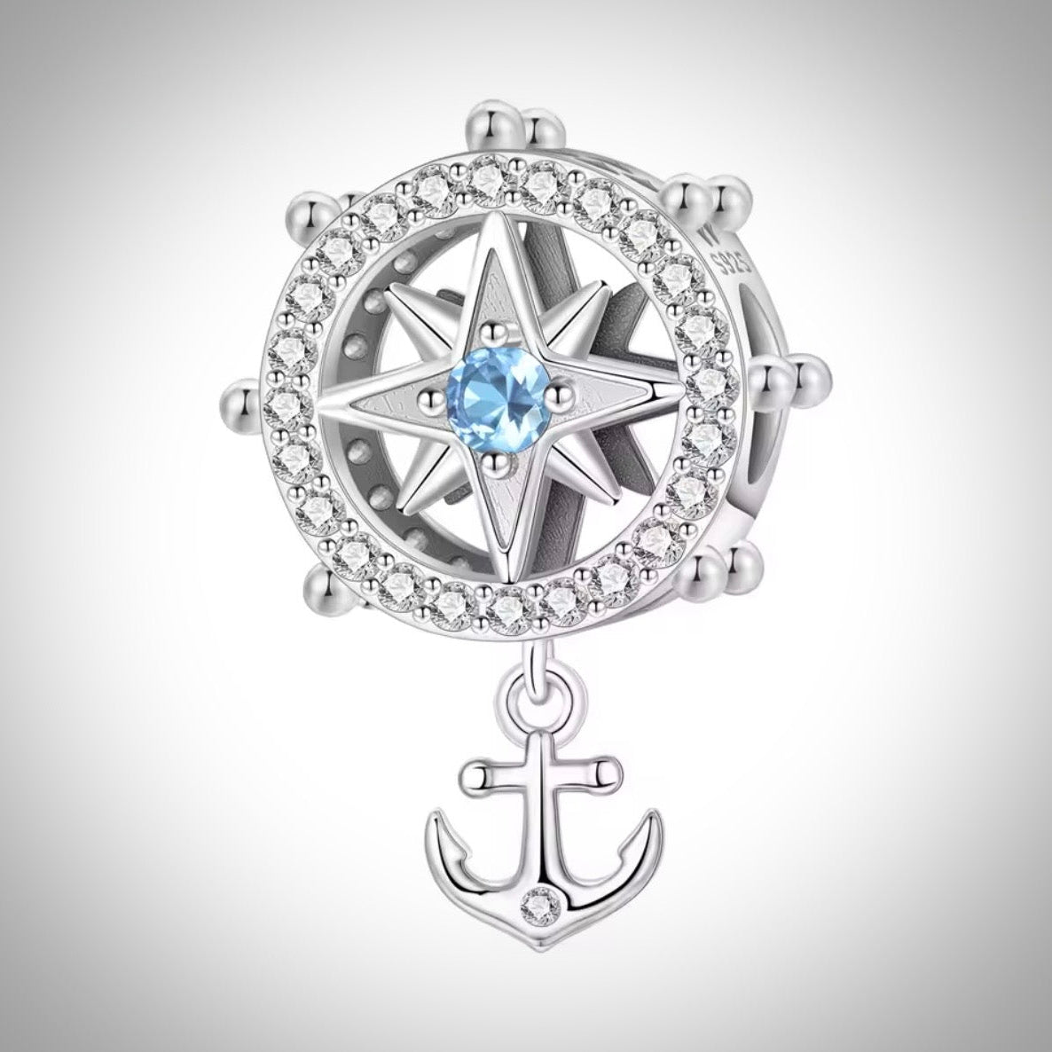 Charm océan barre bateau et ancre en Argent S925 compatible Pandora pour bracelet