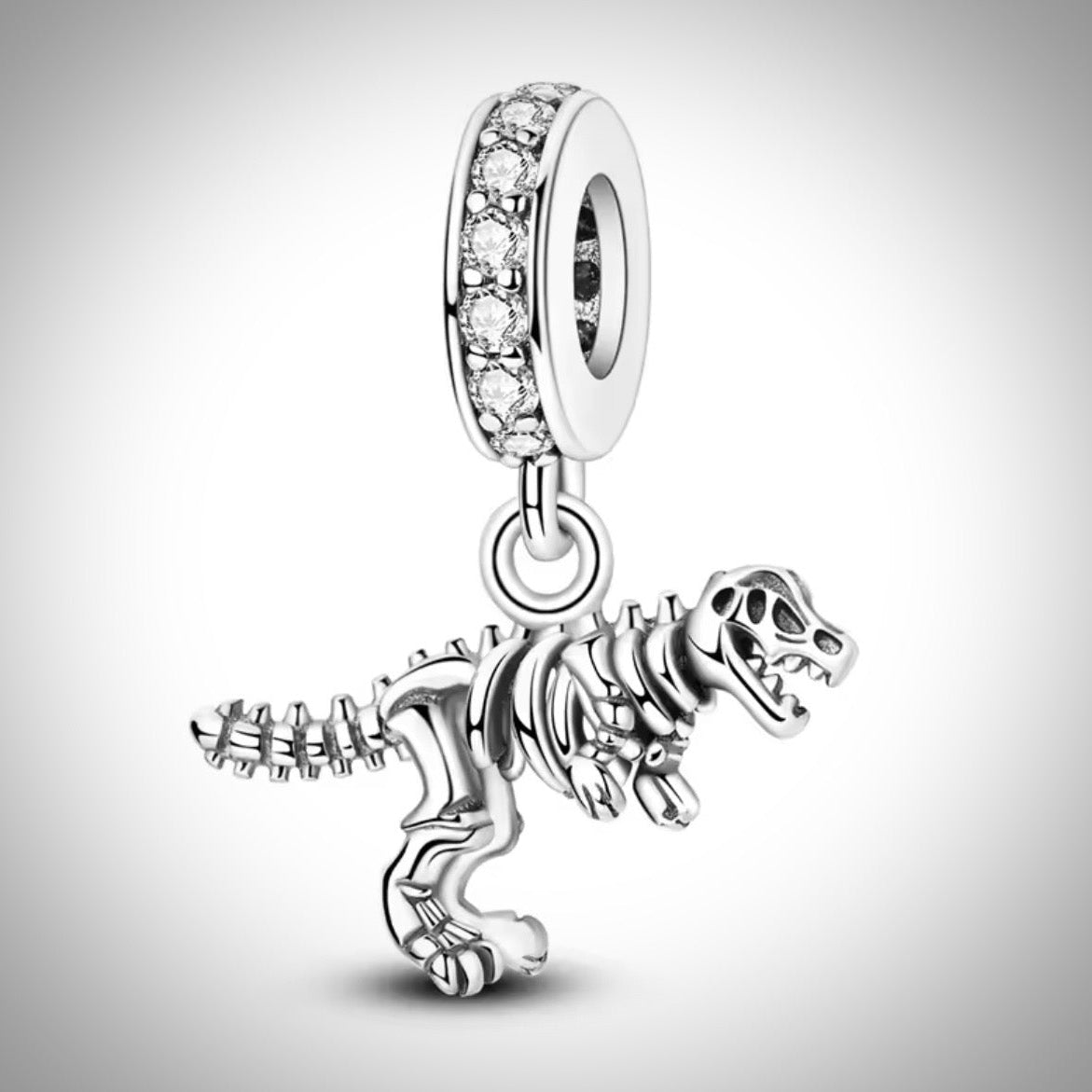 Charm squelette de dinosaure tyrannosaure en Argent compatible Pandora pour bracelet