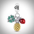 Charm fruits pastèque fraise et trèfle à quatre feuilles en Argent S925 compatible Pandora pour bracelet
