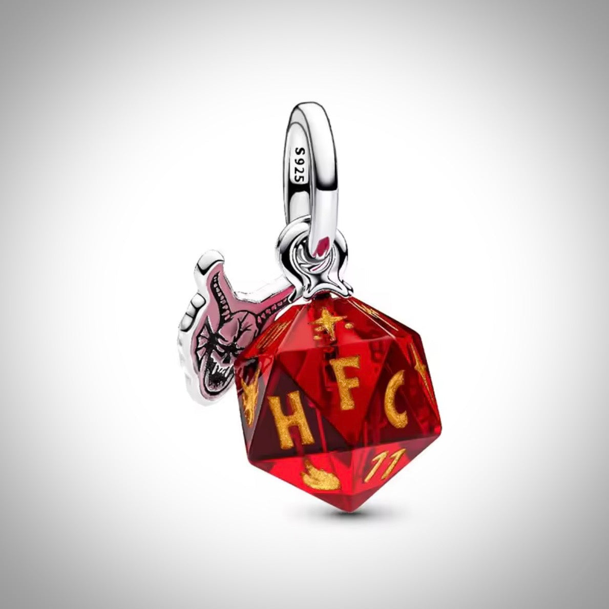 Charm Stranger Things dé de jeux hellfire demongorgon en Argent S925 compatible Pandora pour bracelet