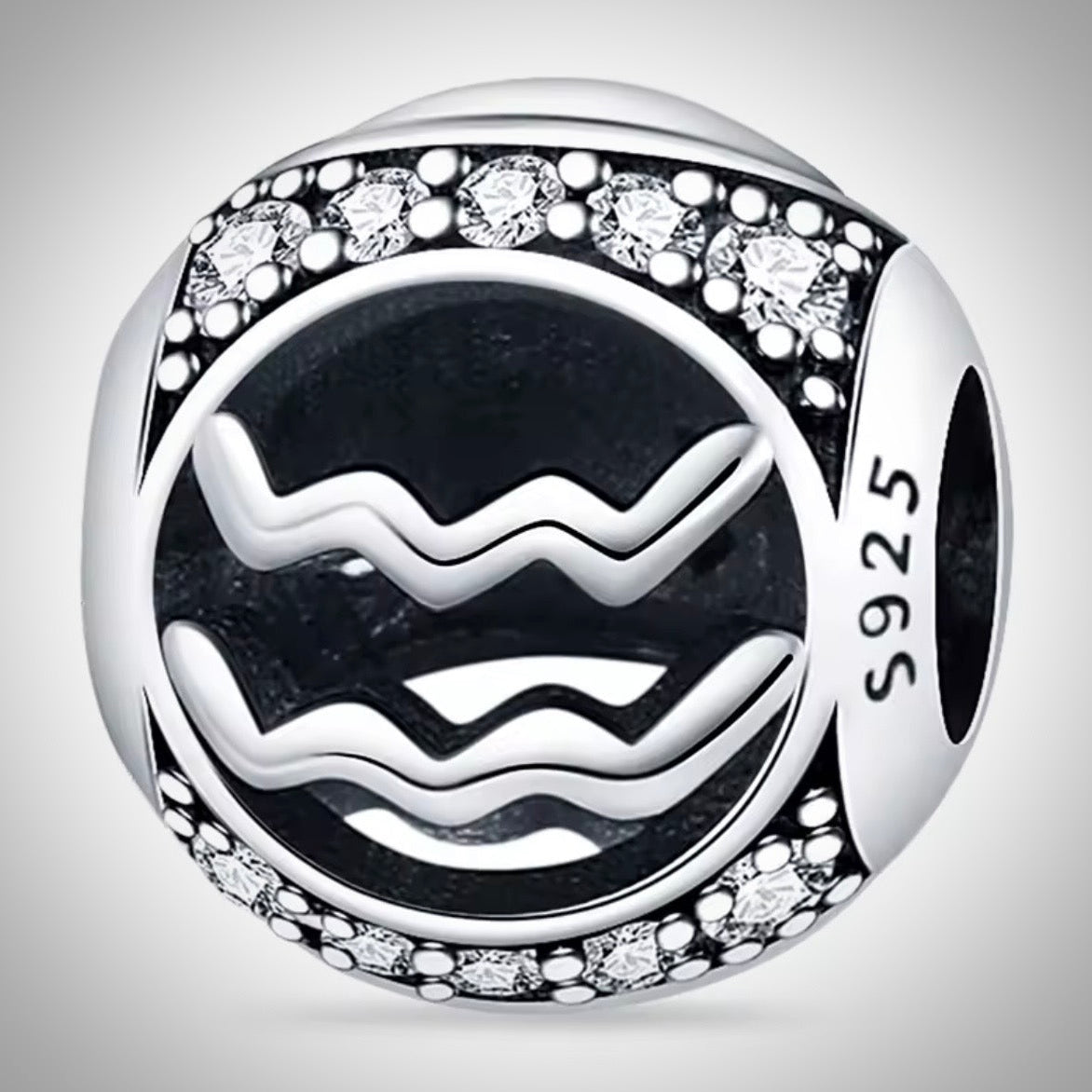 Charm astrologie signe du zodiaque Verseau en Argent S925 compatible Pandora pour bracelet