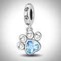 Charm patte de chien ou chat bleu en Argent S925 compatible Pandora pour bracelet