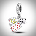 Charm jeu de cartes et dé en Argent S925 compatible Pandora pour bracelet
