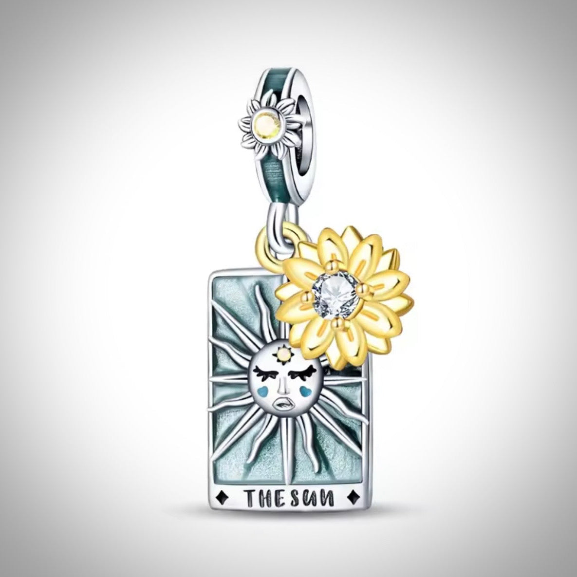 Charm carte de tarot divinatoire the sun en Argent S925 compatible Pandora pour bracelet