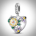 Charm cœur fleurs et insectes en Argent S925 compatible Pandora pour bracelet