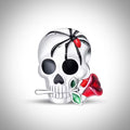 Charm tête de mort crâne fleur rose et araignée pour bracelet