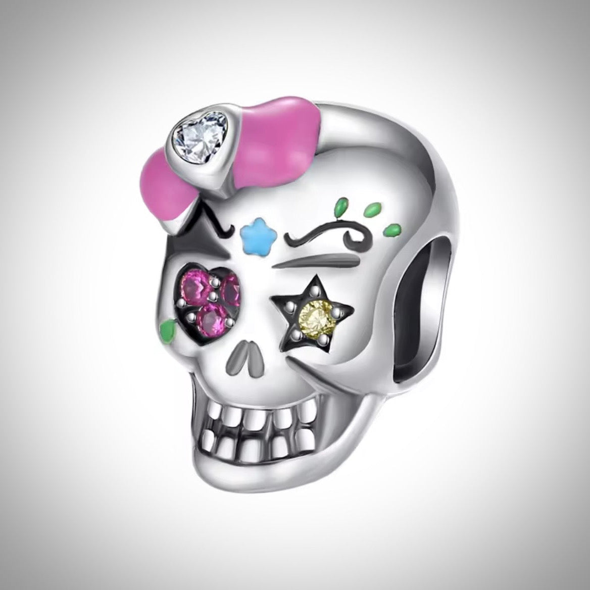 Charm tête de mort crâne girly pour bracelet