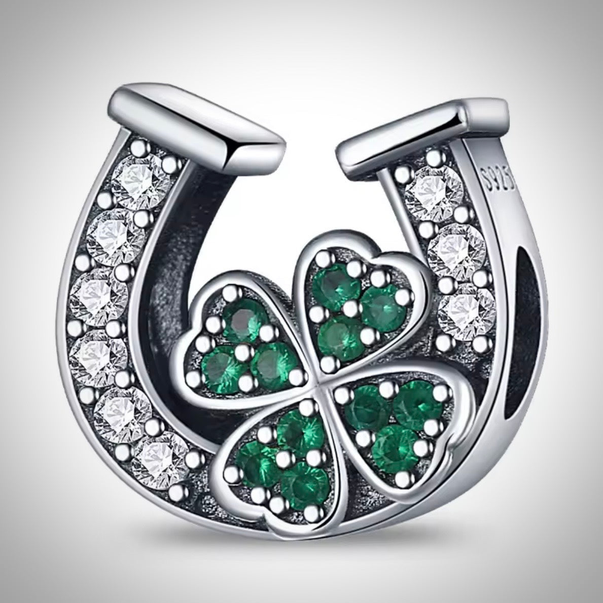 Charm fer à cheval et trèfle à quatre feuilles chance en Argent S925 compatible Pandora pour bracelet